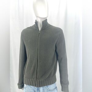 Banana Republic Men's Dark Green Zip-Up Sweater
